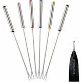 6 Pcs Fondue Forks Meat, Dessert Chocolate, Stainless Steel Skewers for Cheese, 24cm