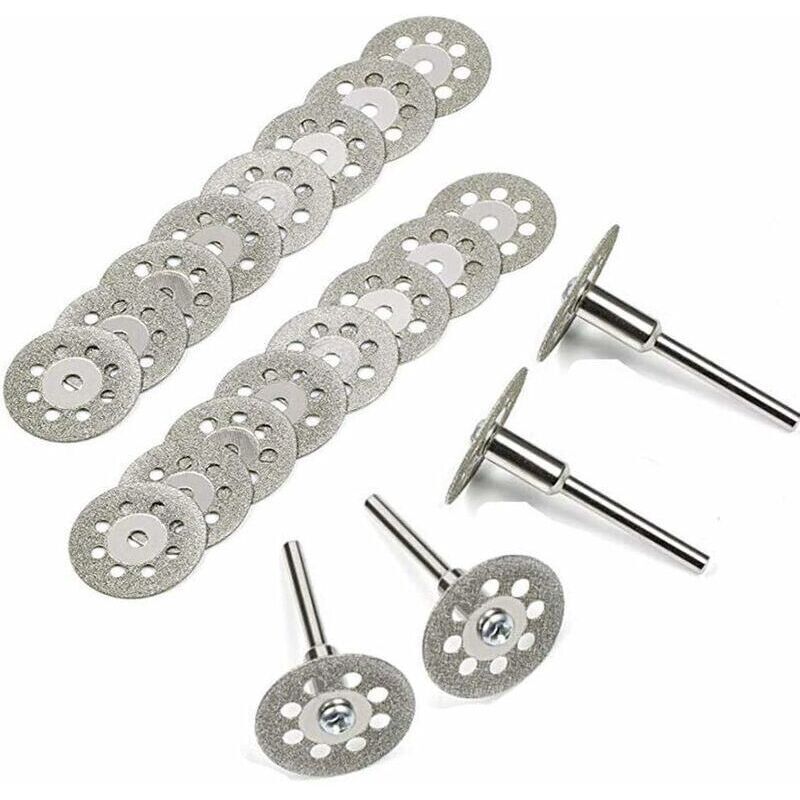20 Pcs Disque Diamant of Cutting Diamant Mini Disques a Tronconner with Mandrins Tiges for Rotatifs for Tools Glass Gemmes of Cutting, 22mm
