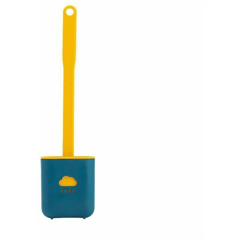 Brush TOILET Silicone Blue, Brush of Toilette Silicone Antibacterienne Balayette TOILET and Holder a Sechage Quick
