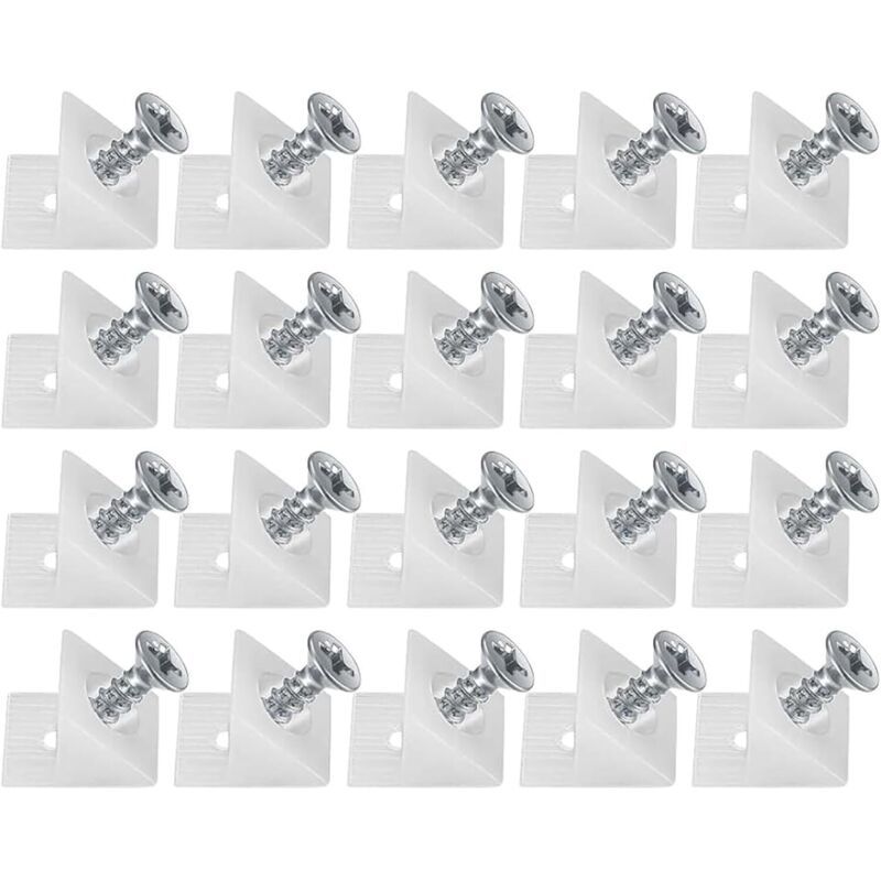 20 Pcs Plastic Wedges for Furniture Drawers Mounting Brackets Rear Stabilizer Connectors Drawer Bottom Connectors with Screws