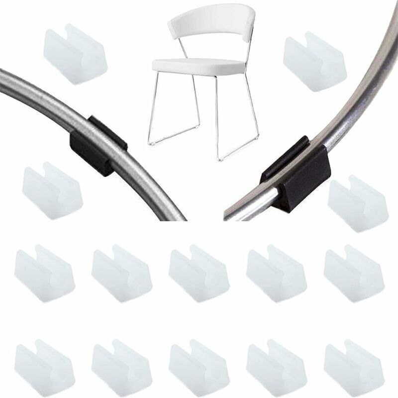 32 Pcs Foot Pad Chair Tube End Cap Floor Protector Furniture U White, Shape Plastic Chair Caps Chair Leg Caps Silicone Tube Clamp, 10mm
