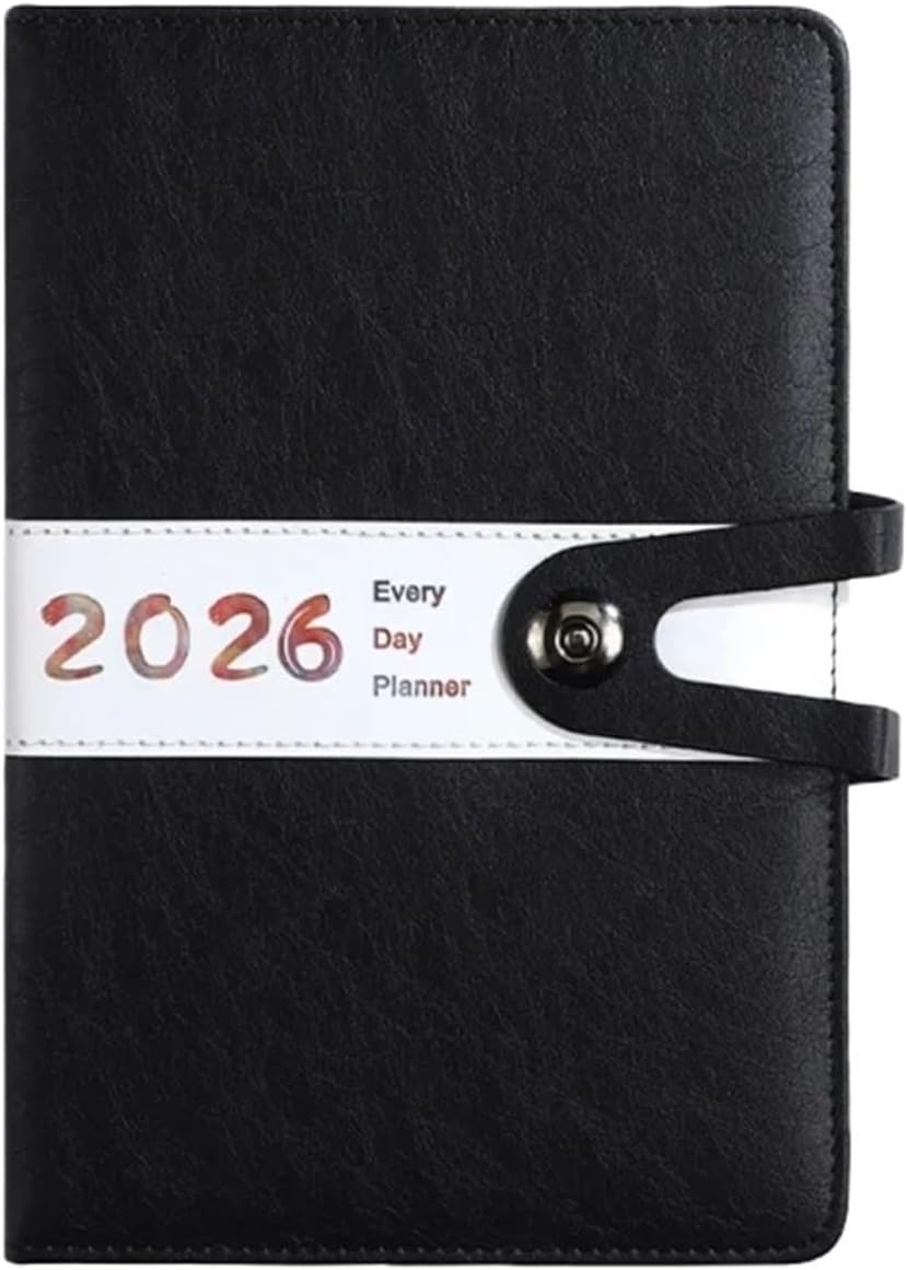 Agenda 2026 Adults - Planner - Journal - Organizer - Business - Texture - PU Material - A5 Format - Black