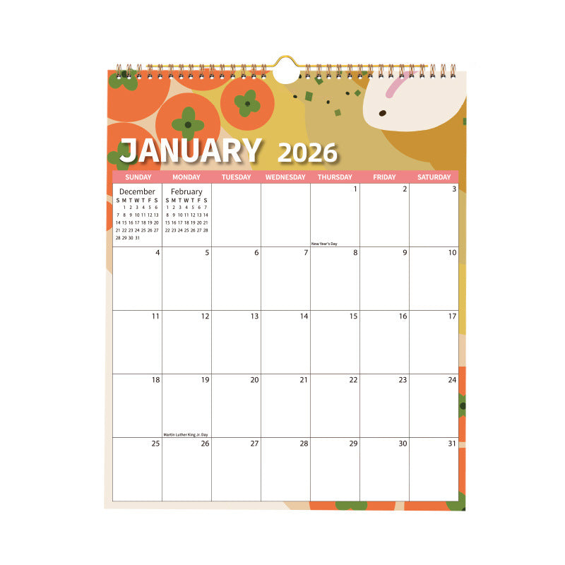Calendar 2026 - Hangable 12 Months - Calendar - With wire-o-binding - Yearly calendar - Monthly planner - Wall calendar - 37 x 30cm - Nutrition patterns