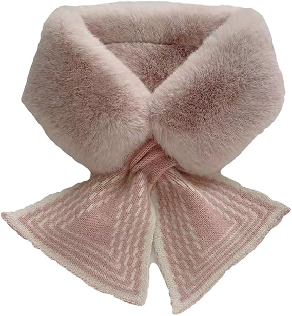 Women's Scarf - Women's Winter Scarf - Thick - Warm - Short Scarves - Plush Cross Scarves - Neck Scarves - Pink