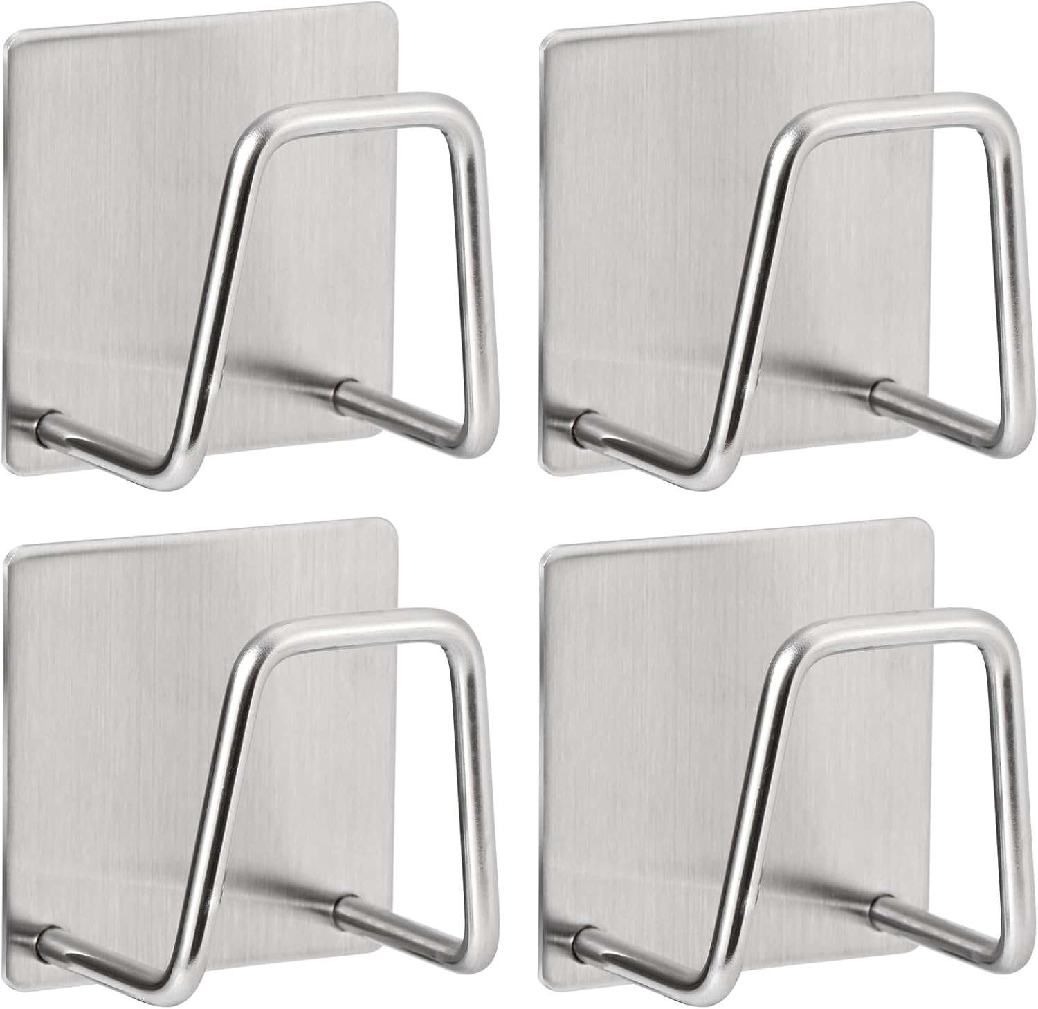 Storage Rack - Sponge Rack - Self-Adhesive - Waterproof - Stainless Steel Sponge Rack for the Sink - Sink Organizer - Dishcloth Holder - Suitable for Smooth Tiles, Painted Walls and Mirrors - Pack of 4 - Silver