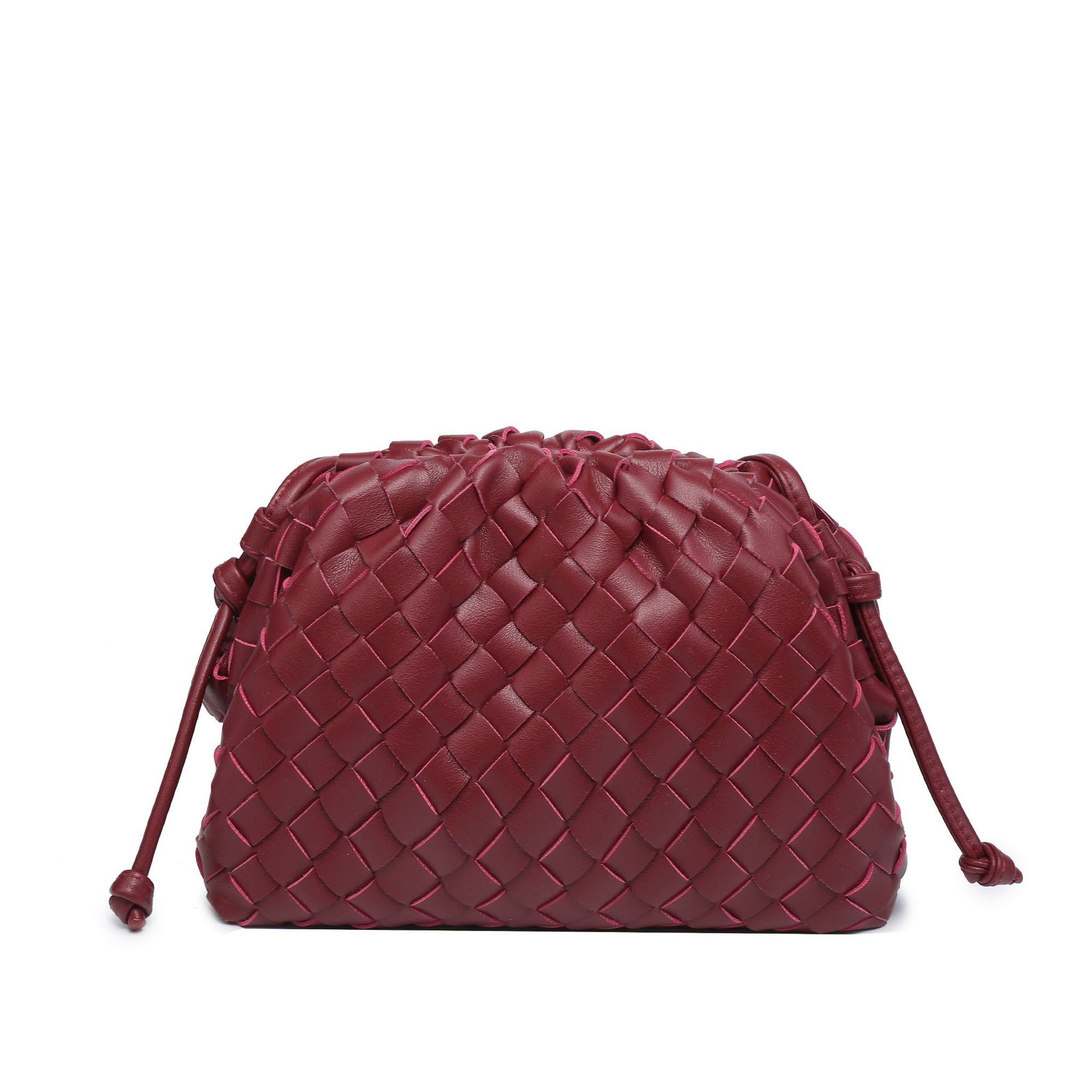 Cloud Backpack 2024 New Style Bag Ladies Cow Leather Crinkle Dumpling Bag Ladies Handbag Shoulder Bag MJ51 Wine Red 22*9*14cm