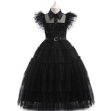 Girls' dress cosplay Wednesday Brigitte princess dress lace details puff sleeves children Skirt + belt 110