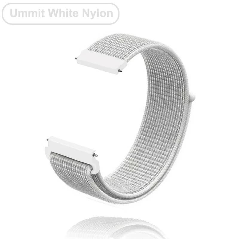 New 18mm 20mm 22mm Bracelet for Garmin Venu 2S Wristband Vivoactive 3 4S 4 Forerunner 245 645 Galaxy Watch 4 Classic 42 46mm UmmitWhite Nylon 20mm