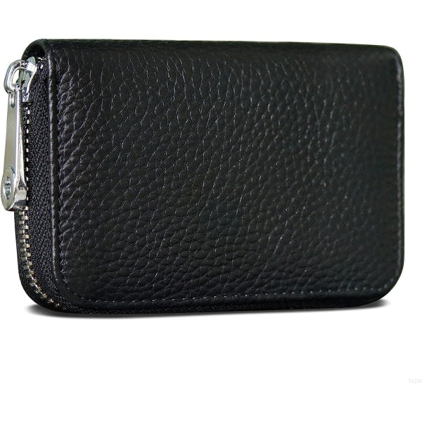 Credit Card Holder RFID Blocking Genuine Leather Mini Credit Card Case with Zipper