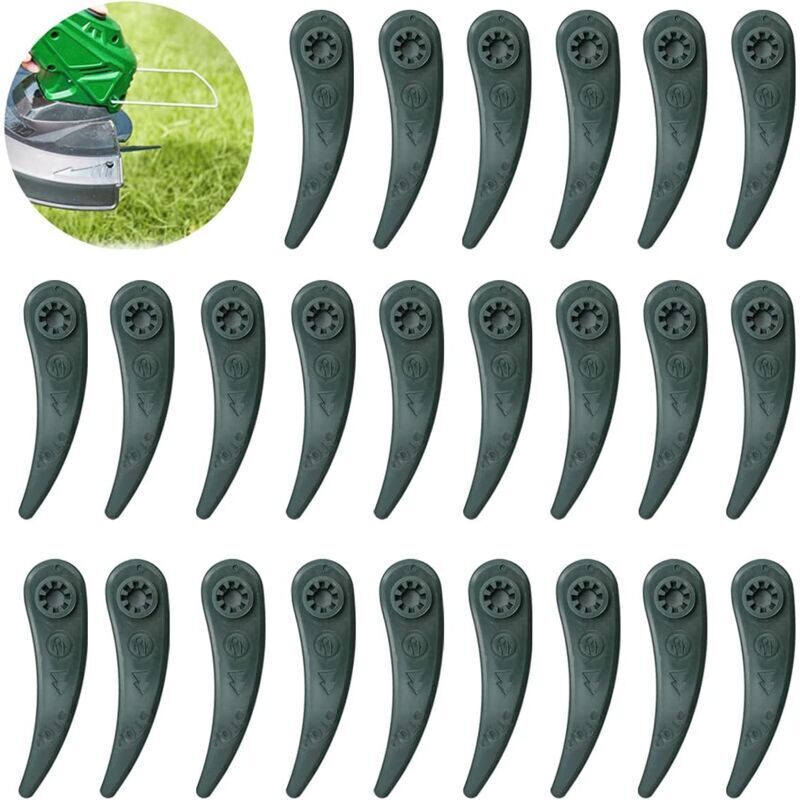 24-pack Bosch Grass Trimmer Blades for Bosch Durablade Art 23-18 LI Art 26-18 LI Grass Trimmers, Replacement Blades for Grass Trimmer. green Flat teeth