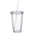 Double-walled plastic mug with lid and straw, insulated coffee mug, 500 ml, transparent – max