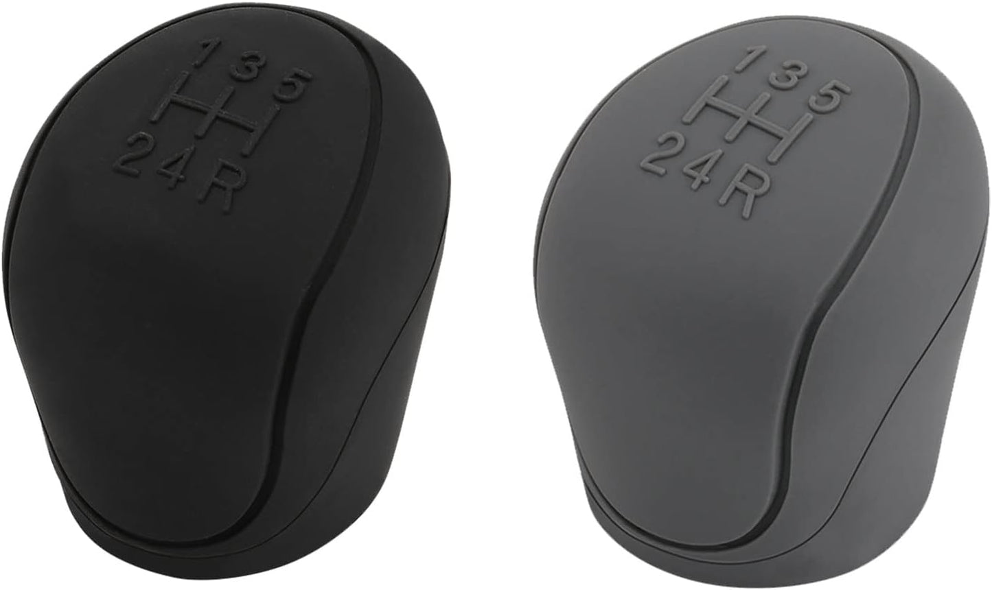 Ocean 2 x 6-Speed Car Silicone Gear Shift Knob Covers (Black and Grey)