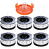 Black & Decker Trimmer Replacement Spools - 6 Pieces of 1.65mm Line, 10m Each, Includes Extra Spring & Cap