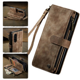 Samsung Galaxy Z Fold 3 Case - Retro Wallet with Card Slots, Magnetic Stand & Strap, Compatible with Samsung