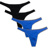 Men's Thong Underwear 4-pack Black blue S Black blue S