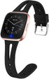 Thin Watch Bands, Compatible with Fitbit Versa 2 Band/Fitbit Versa/Fitbit Versa Lite/SE, Silicone Replacement Strap for Smartwatch Black S
