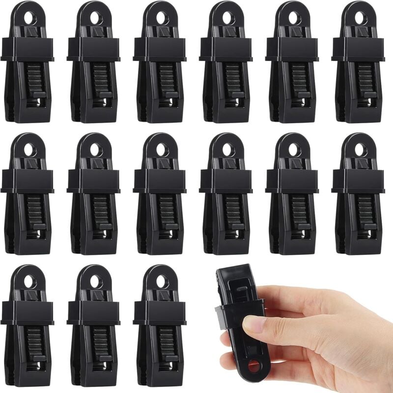 Heavy Duty Tarpaulin Clamps Black 15 Pieces for Tents Camping Boat Covers