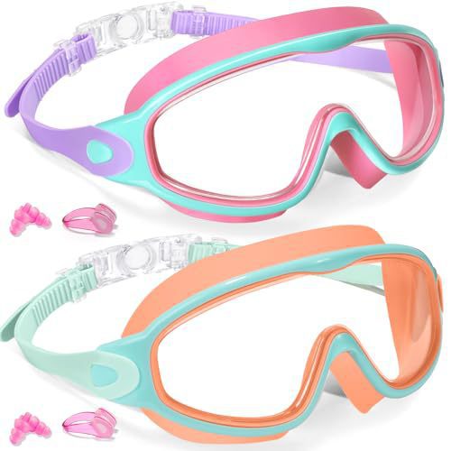 Water Space 2-pack swimming goggles for children, boys and girls 3-15 years, wide viewing angle, anti-fog, UV protection and waterproof