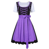 German Munich Oktoberfest Costume Women's Costume Traditional Bavarian Beer Carnival Fraulein Cosplay Maid Costume Set - Purple - Perfect Purple XXL