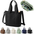 Handmade Canvas Bag with Compartments and Zipper, Versatile Shoulder Bag for Women, College, School, Work, Travel, Black - Medium - Perfet Black - Medium_MGF Black - Medium