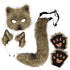 Plush mask with fox tail and ears set, cat tail fox costume cosplay costume with cat ears and paw gloves halloween cosplay green High quality () green