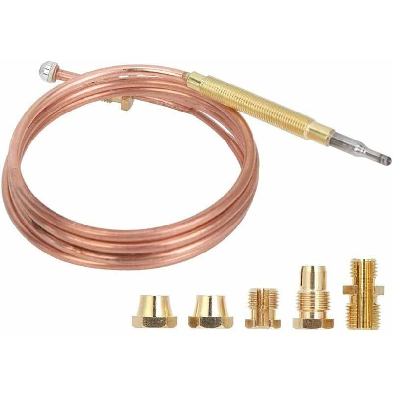 Universal Thermocouple, Temperature Sensor with Nuts, Replacement Thermocouple Kit Adapters for Gas Ovens, Induction Cooktops, Gas Stoves, Heaters
