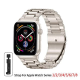 Stainless Steel Bracelet for Apple Watch Band 49mm 45mm 44mm 42mm Watch Metal Bracelet for Iwatch Series 9 8 7 6 5 Starlight