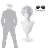Anime Jujutsu Kaisen Gojo Satoru Cosplay Costume Eyepatch Wig Glasses Outfit Halloween Costumes for Men - Perfect Wig B Only S-max Wig B Only S