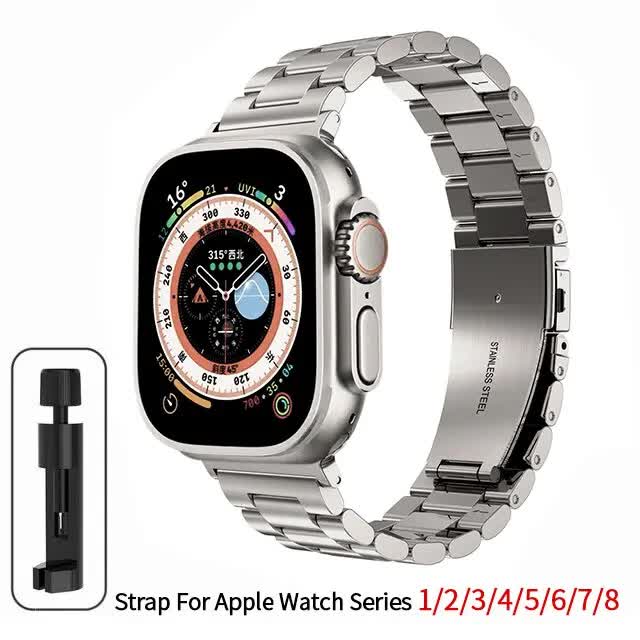 Stainless Steel Bracelet for Apple Watch Band 49mm 45mm 44mm 42mm Watch Metal Bracelet for Iwatch Series 9 8 7 6 5 Titanium Color