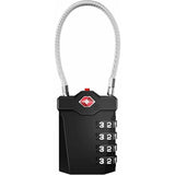 Luggage Lock, TSA 4-Digit Combination Lock for Suitcase with Opening Alarm, Code Lock Gym Cable Lock (1 Piece, Black)