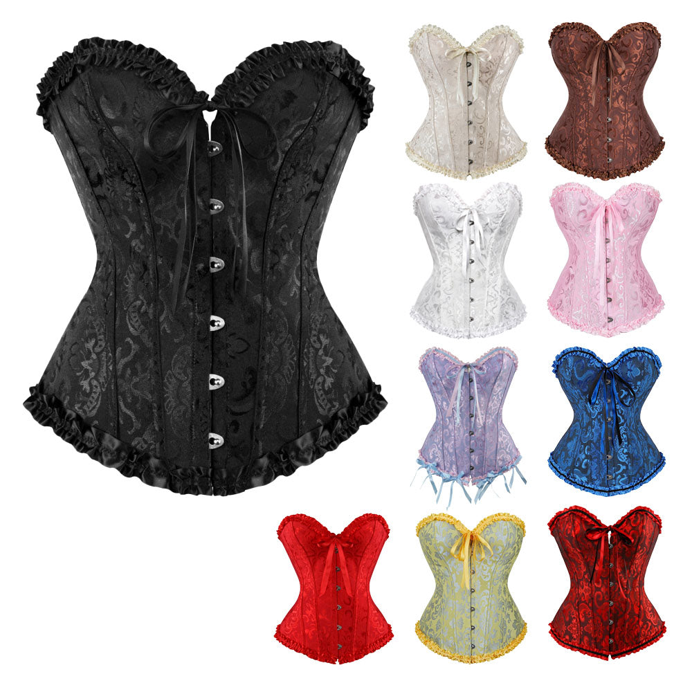Women's Corset with Flowers, Braless, Strapless Lingerie Black Black[ca] Black 4XL