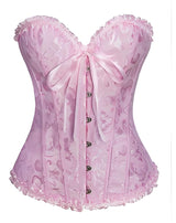 Women's Corset with Flowers, Braless, Strapless Lingerie Pink Pink[ca] Pink XS