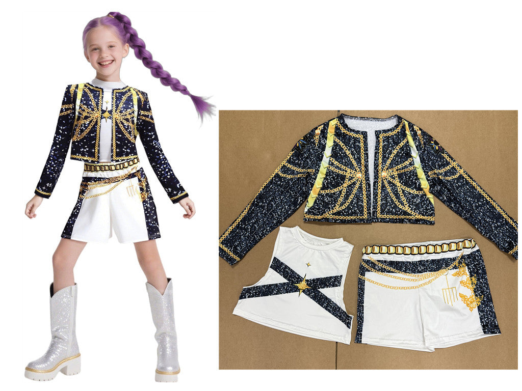 Halloween Deals 2025 Demon Hunter K-Pop Costume | Halloween Costume for Girls Cosplay 140cm