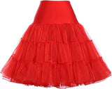50s Petticoat Rockabilly Dress Tulle Tutu for Women Red Red L