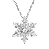 Diamond Snowflake Pendant Necklace in Silver on a Sterling Silver Chain