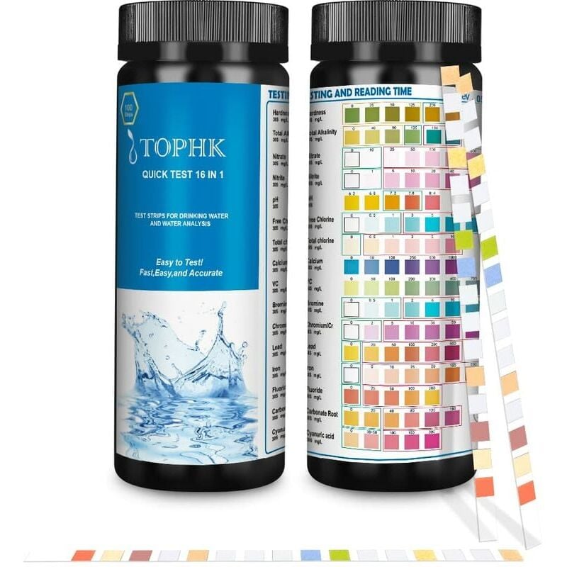 Drinking Water Test Kit 16 in 1 Drinking Water Test Sticks Water Test Kit for Home Water Quality Testing Simple Quick Test - 100 pcs