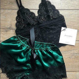 Stylish Strap Sexy Costume Transparent Sexy Pajamas for Women Girls Dark Green Dark green XL