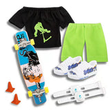 Finger Skateboard With Shoes Mini Scooter Finger Toy Set Gripboard Shoes And Pants Finger Skate Board Mini Skateboard 0.04 Black Series