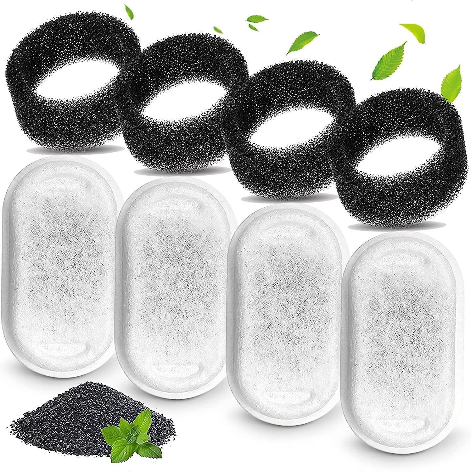 Cat Water Fountain Filter Set of 16 Compatible with Stainless Steel Pet Fountain Includes 8 Replacement Filters and 8 Sponges