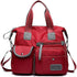 Tote Bag for Women, Spacious Handbag with Multiple Compartments and Zipper, Lightweight Shoulder Bag for Ladies, Nylon Crossbody (Pure Red) Red