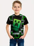 Minecraft T-shirt for boys and girls, cute pattern design, cartoon print, round neck, funny short sleeve top, casual spring summer children D 140cm