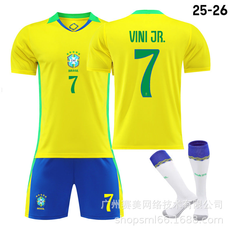 Brazil Home Match Kit 25-26 (with socks) NO.7 VINI JR. 26#