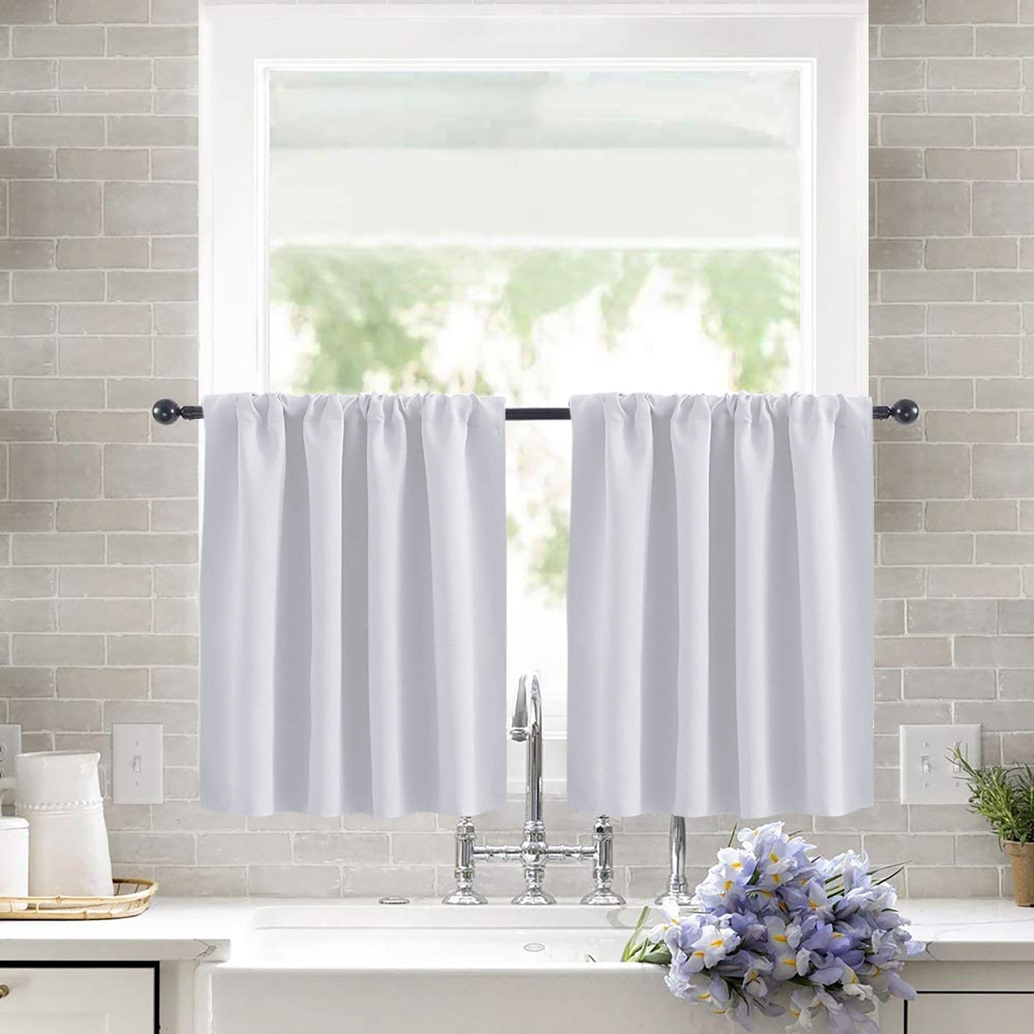 Short curtains, blackout curtains, 2 pieces white 132x46cm