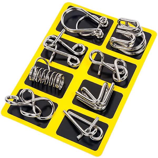 8pcs/set Metal Brain Teaser IQ Brain Training Puzzle Rings Separate Toy Board Games for Kids and Adults