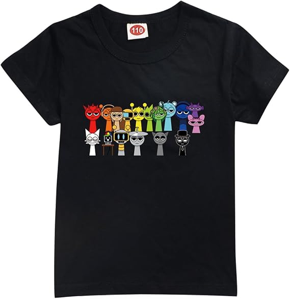 Sprunki T-shirt for boys kids Sprunki sweatshirt for fans gift figure printed toddler t-shirts Sprunki Merch Student tops Black—max Black 130cm