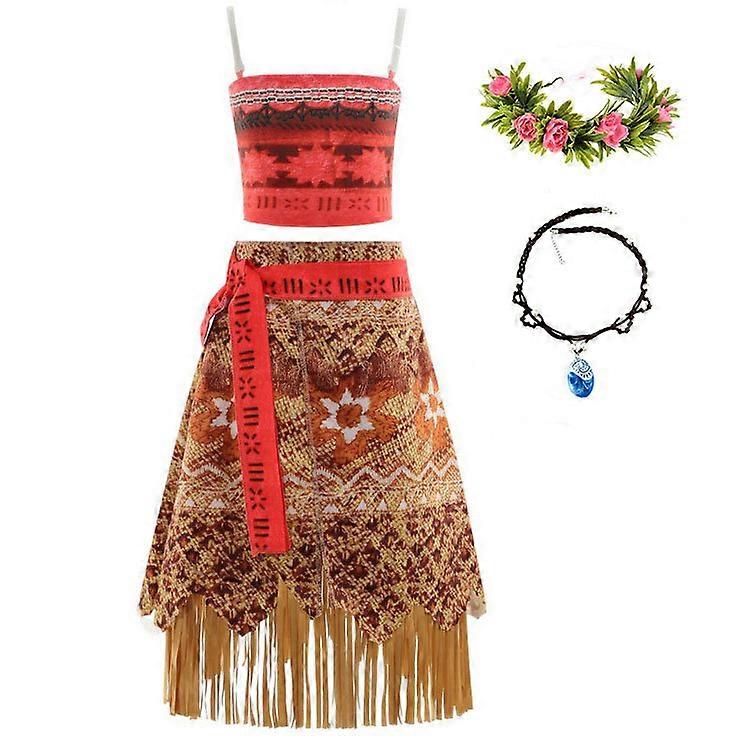 Vaiana Cosplay for Girls Halloween Masquerade Carnival Party Costume with Accessories With accessories 110