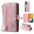Compatible with Samsung Galaxy S25 Case PU Leather Phone Case with Zipper Wallet 9 Card Slots_yux