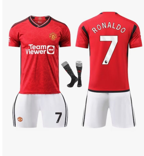 Manchester United Home Football Shirt Kids 23-24 No. 7 Ronaldo 28 28