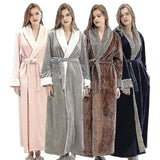 Women's Bathrobe Dressing Gown Bathrobe Warm Soft Fleece Long Coats Nightgown Coffee XL