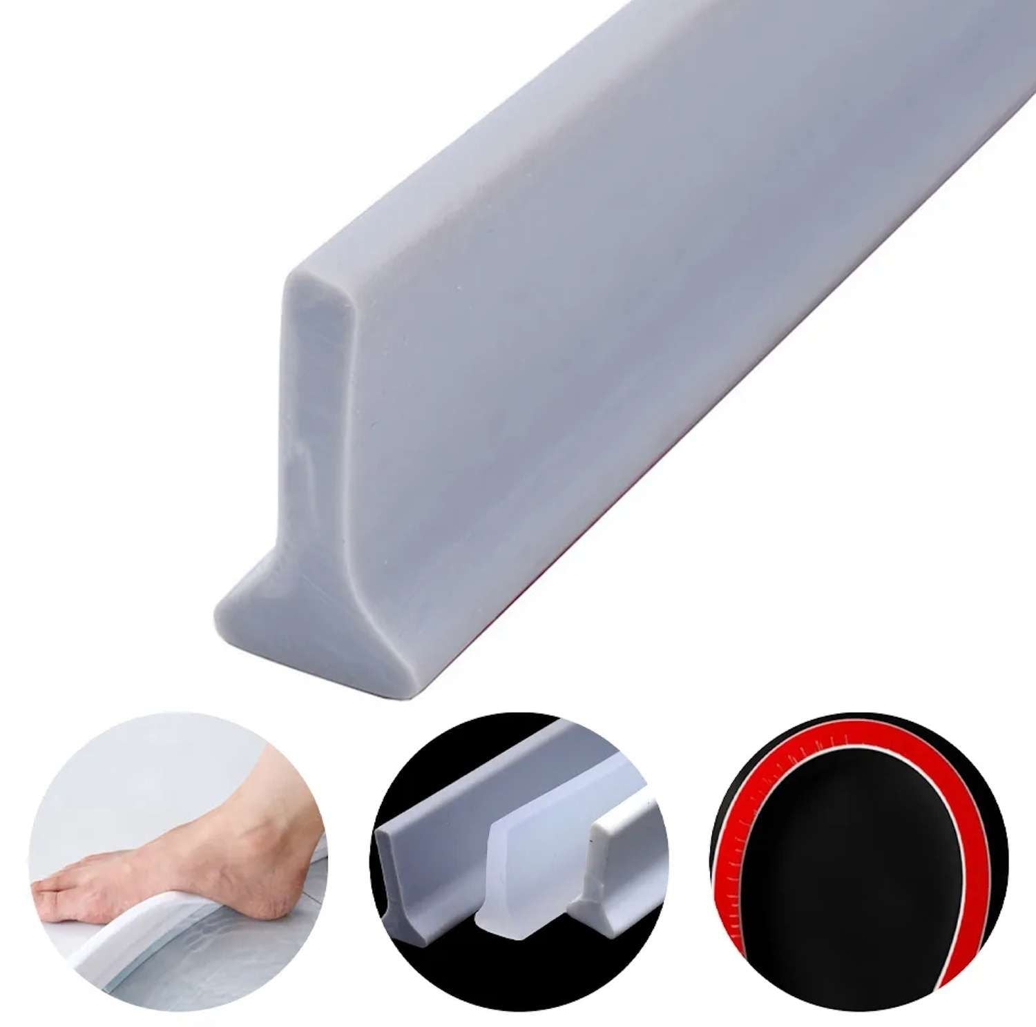 Water Stopper Water Retaining Strip, 200cm, Gray for Shower Bathroom